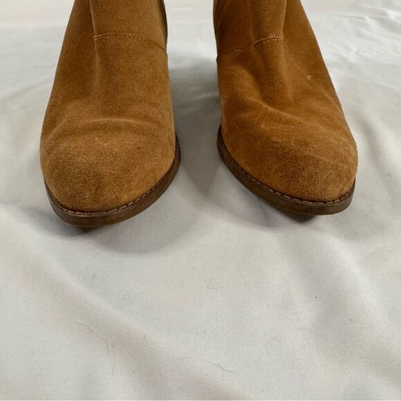 Toms Leilani Brown Suede Zipper Heeled Ankle Booties Women Size 7.5 Dress Boots - Picture 6 of 10
